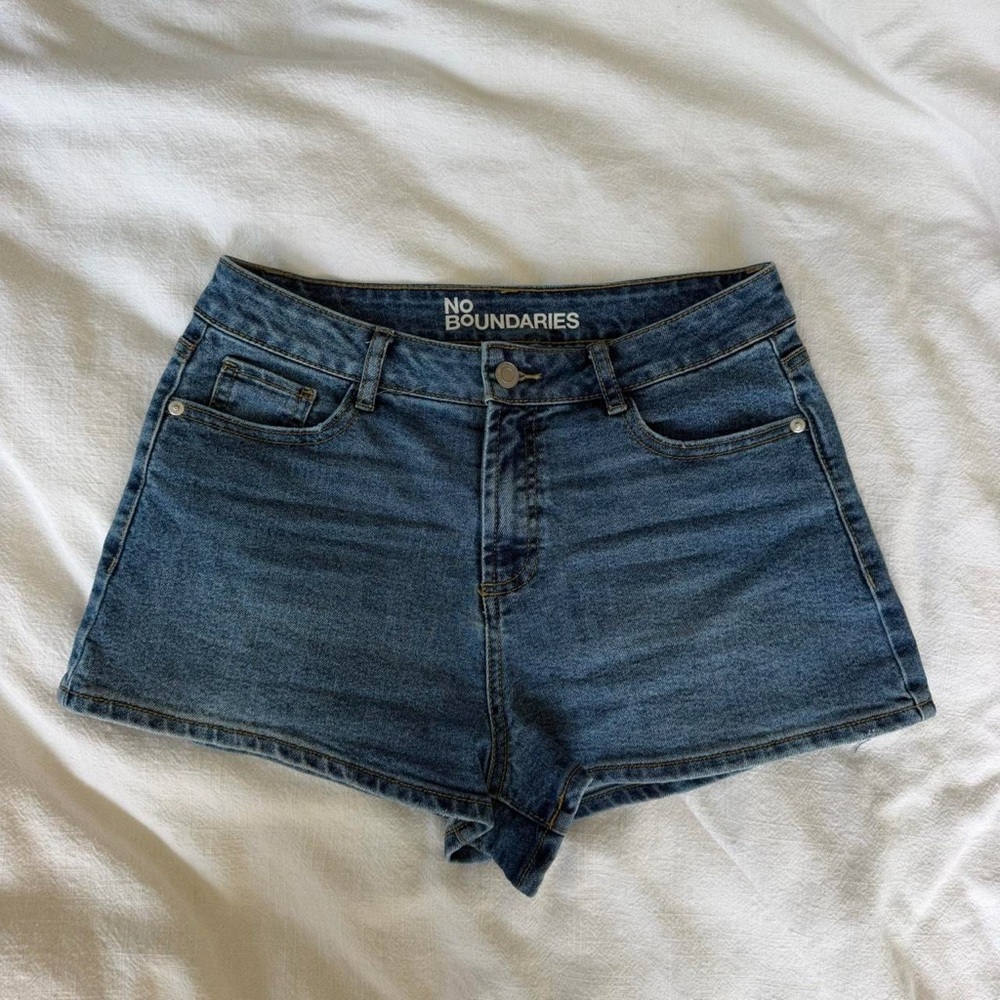 No Boundaries Dark Blue Denim High-Rise Jean Shorts